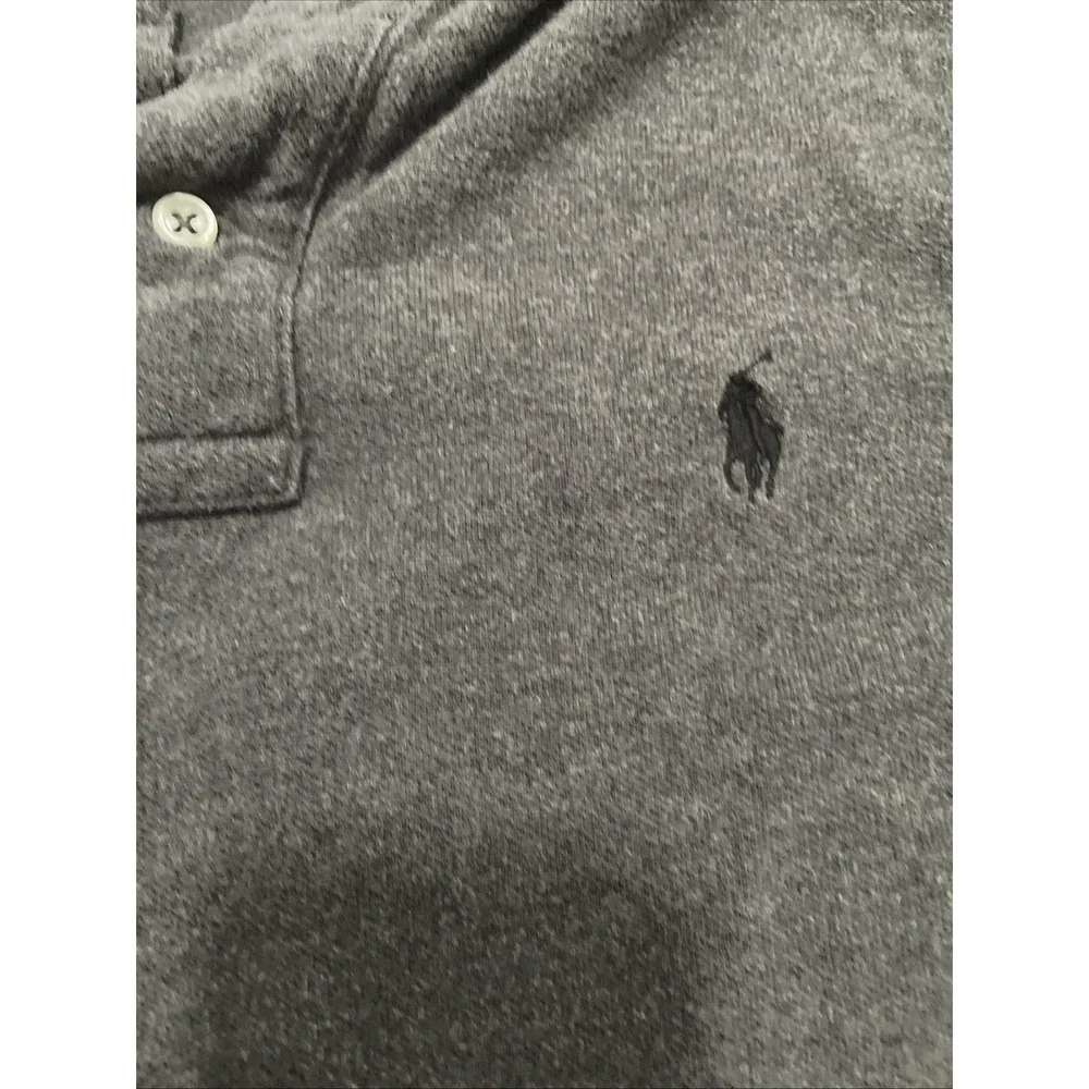 Polo Ralph Lauren Hooded Polo Shirt Mens Medium Pullover Gray Cotton